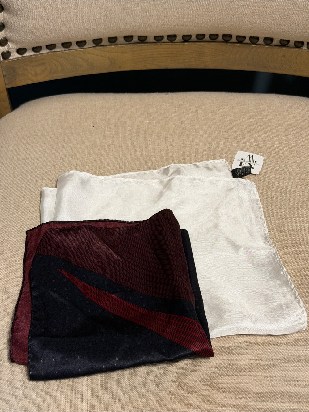 Men's Silk Pocket Square Set - Burgundy & White